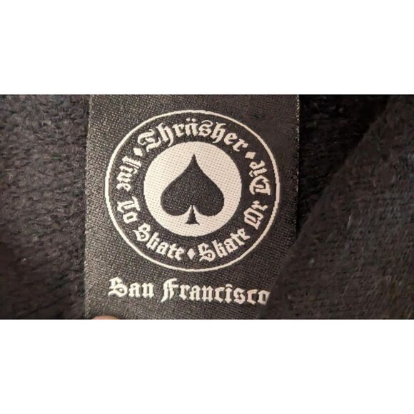 Thrasher Magazine Flame Logo Pullover Hoodie Sweatshirt Small Black Skater - Picture 2 of 4